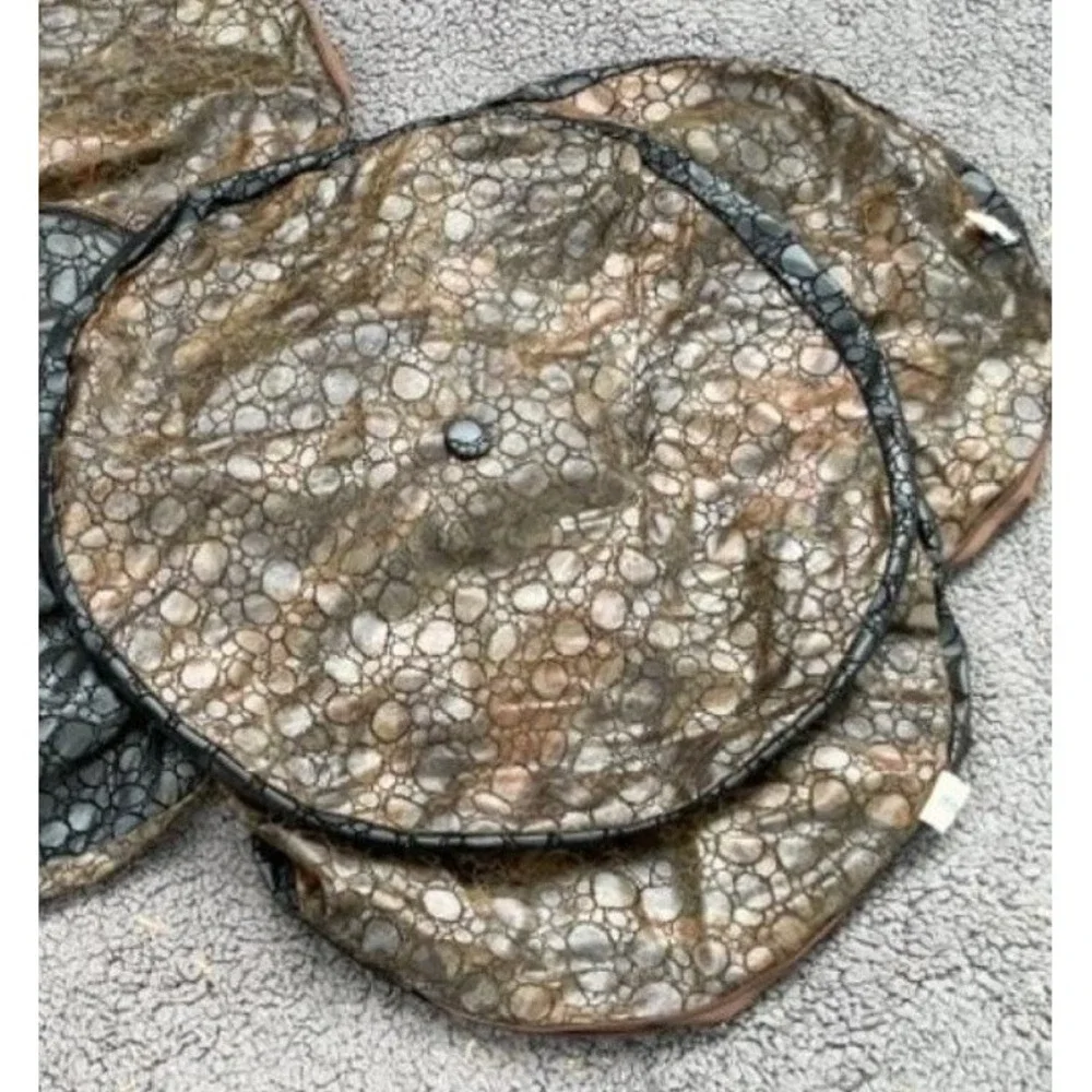 Lot of 3 Dreamweavers Pebble Round Cushion Covers Brown/Bronze 3D Chamois Rare